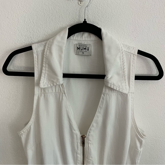 Show Me Your MuMu White Tank Denim Dress With White and Gold Belt - Picture 5 of 7